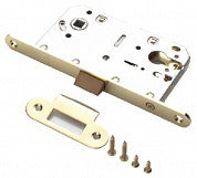 Картинка Замок под цилиндр с пластиковым язычком PALOMA LB 85 PL B межосевое расстояние 85 мм латунь блестящая